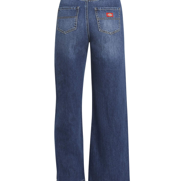 Dickies Girl Juniors’ High Rise Wide Leg Skater Jeans With Belt - Vintage Wash (VMD) image number 2
