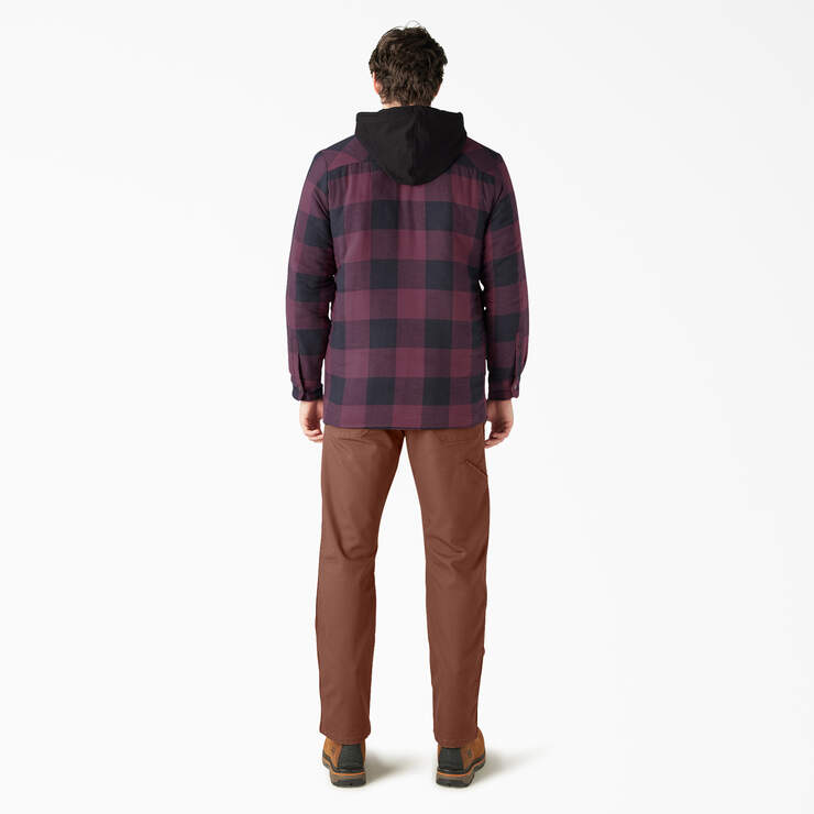 Flannel Hooded Shirt Jacket - Grape Wine Buffalo Plaid (GPN) image number 5