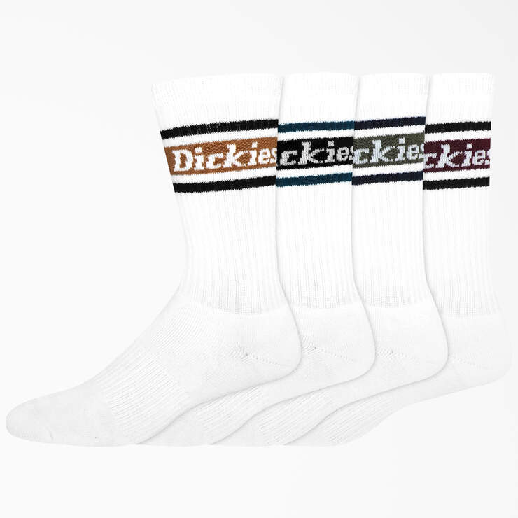 Rugby Stripe Socks, Size 6-12, 4-Pack - White/Fall Stripe (WSF) image number 1