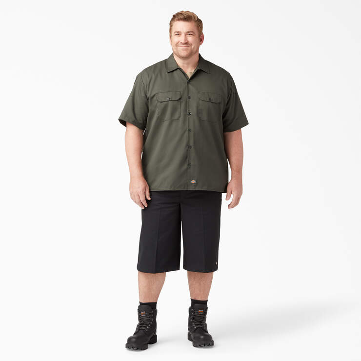 Loose Fit Multi-Use Pocket Work Shorts, 15" - Black (BK) image number 7