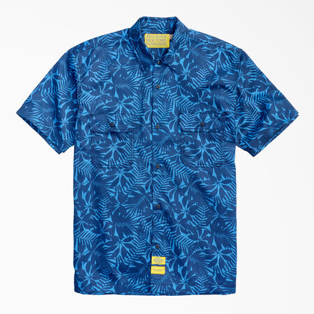 New York Sunshine x Dickies Time Off Shirt - Dark Navy Leaf Print &#40;DPV&#41;