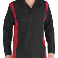 Industrial Color Block Long Sleeve Shirt - Black/English Red (BKER)