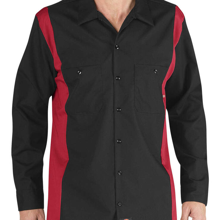 Industrial Color Block Long Sleeve Shirt - Black/English Red (BKER) image number 1