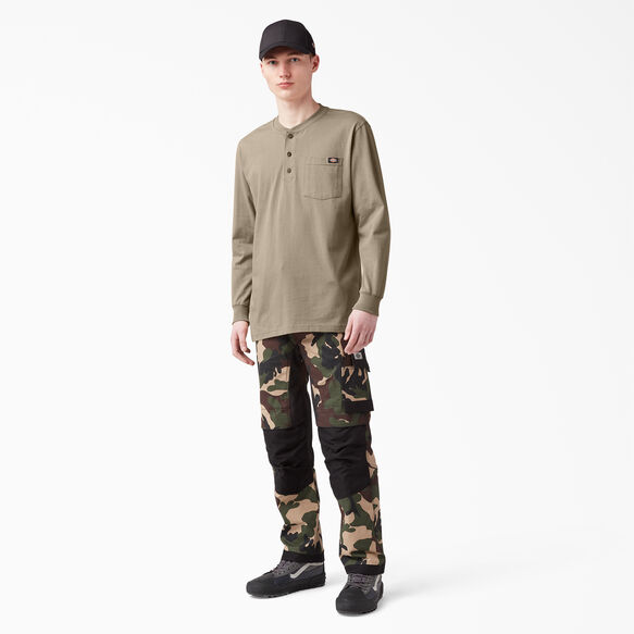 Heavyweight Long Sleeve Henley T-Shirt - Desert Sand &#40;DS&#41;