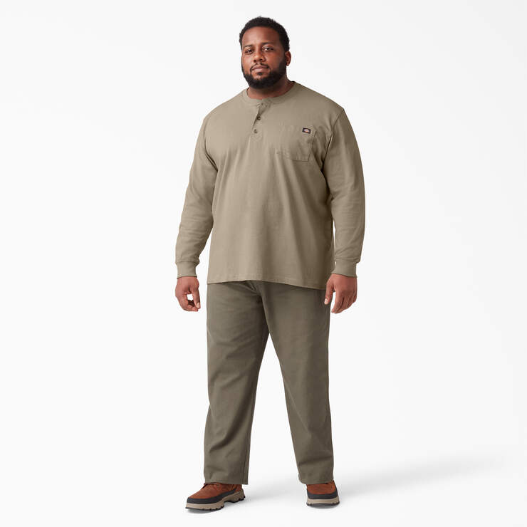 Heavyweight Long Sleeve Henley T-Shirt - Desert Sand (DS) image number 8