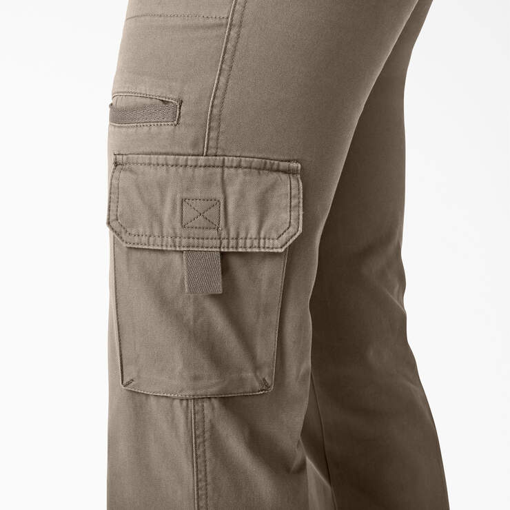 Women's Relaxed Fit Straight Leg Cargo Pants - Rinsed Pebble Brown (RNP) image number 6