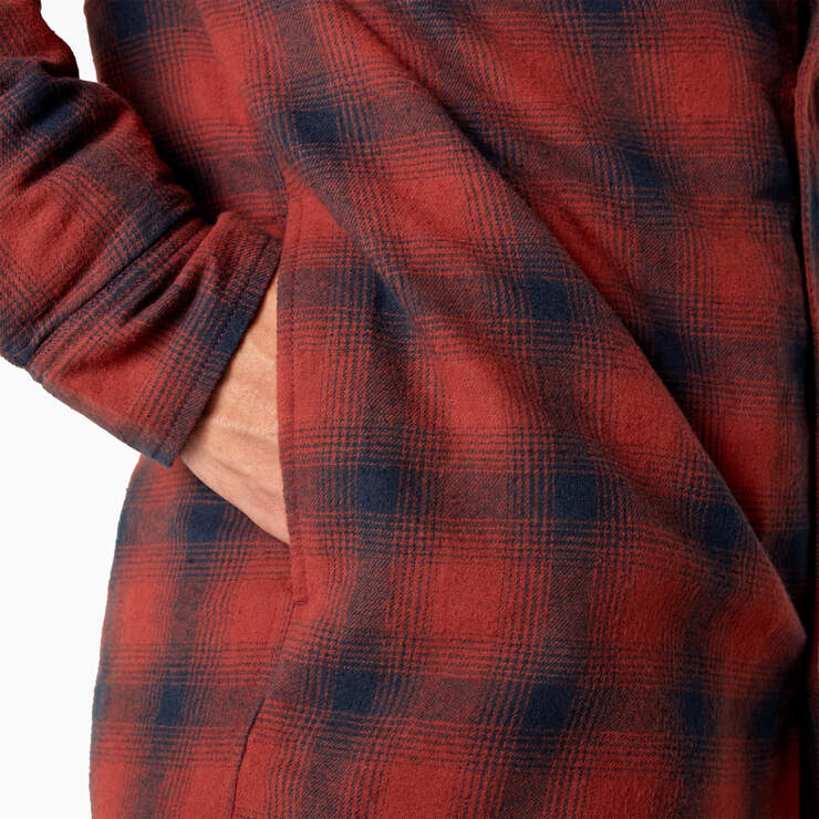 Flannel Hooded Shirt Jacket - Dark Navy/Brick Ombre (DVM) image number 7