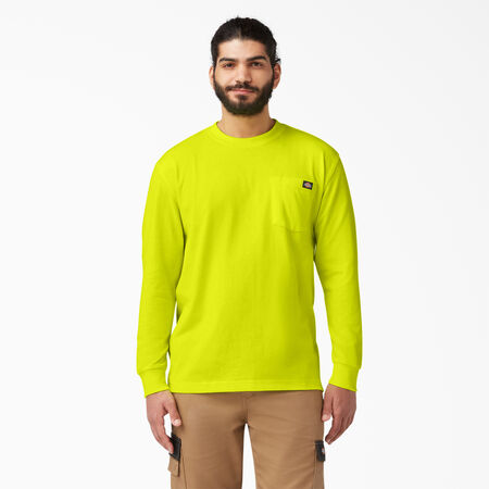 Long Sleeve Heavyweight Neon Crew Neck T-Shirt - Bright Yellow &#40;BWD&#41;