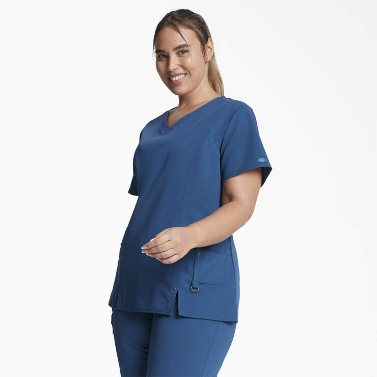 Women's Xtreme Stretch V-Neck Scrub Top - Caribbean Blue (CRB) image number 3