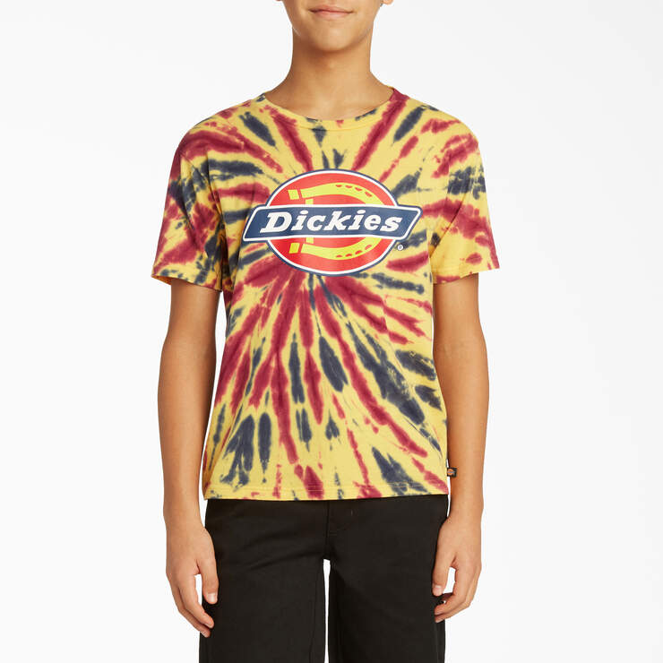 Boys’ Short Sleeve Tie-Dye Tri-Color Logo T-Shirt - Yellow (YL) image number 1
