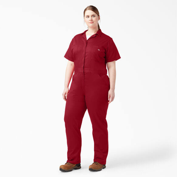 Women&#39;s Plus FLEX Cooling Temp-iQ&reg; Short Sleeve Coveralls - English Red &#40;ER&#41;