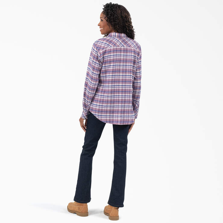 Women's Plaid Flannel Long Sleeve Shirt - Grapeade/Orchard Plaid (B2J) image number 5