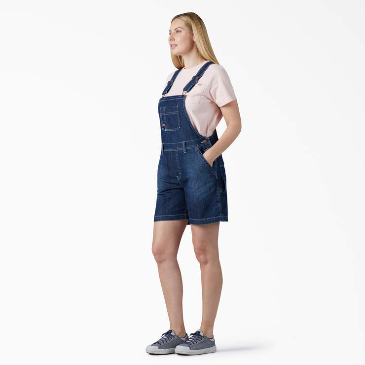 Women's Relaxed Fit Bib Shortalls, 7" - Archive Wash (ACV) image number 3