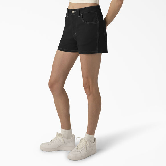 Women&#39;s High Waisted Carpenter Shorts, 3&quot; - Black &#40;BKX&#41;