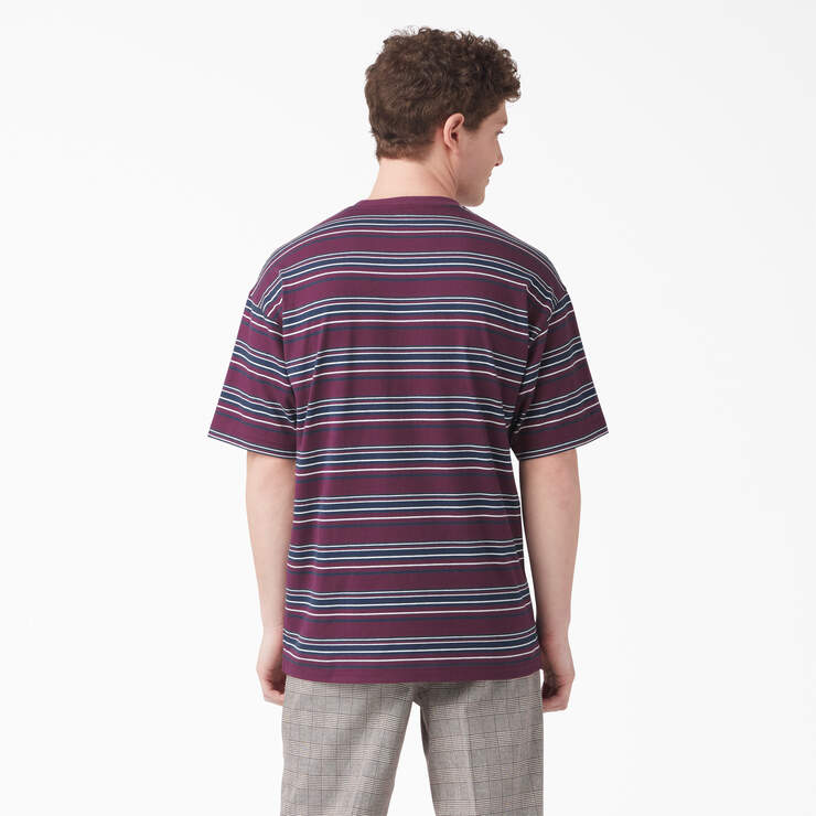 Relaxed Fit Striped Pocket T-Shirt - Grape Wine Stripe (GSW) image number 2