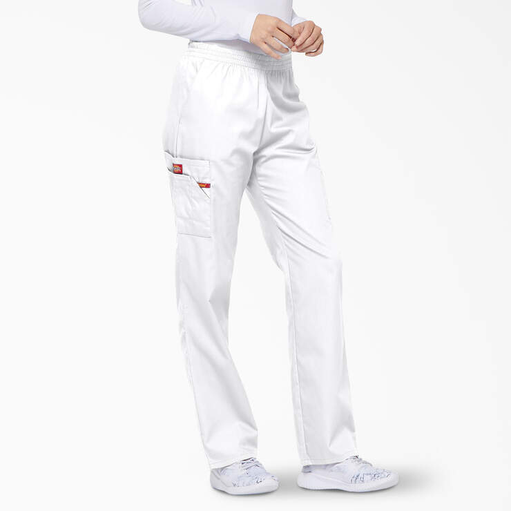 Women's EDS Signature Tapered Leg Cargo Scrub Pants - White (DWH) image number 4