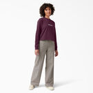 Women&#39;s Script Logo Long Sleeve Cropped T-Shirt - Grape Wine &#40;GW9&#41;