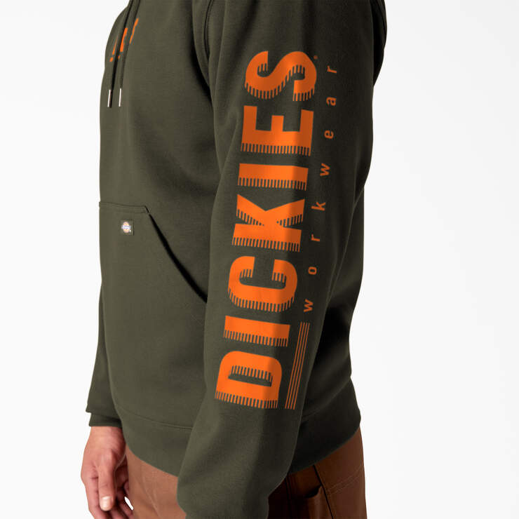 Water Repellent Workwear Graphic Hoodie - Moss Green (MS) image number 6