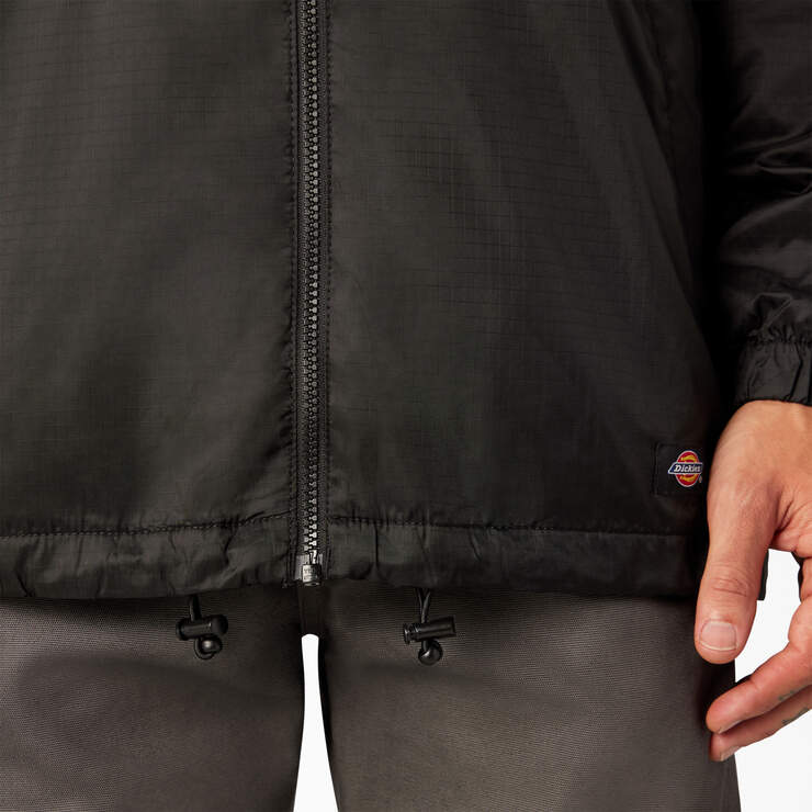 Fleece Lined Nylon Hooded Jacket - Black (BK) image number 14