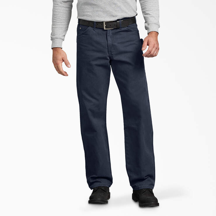 Relaxed Fit Sanded Duck Carpenter Pants - Rinsed Dark Navy (RDN) image number 1