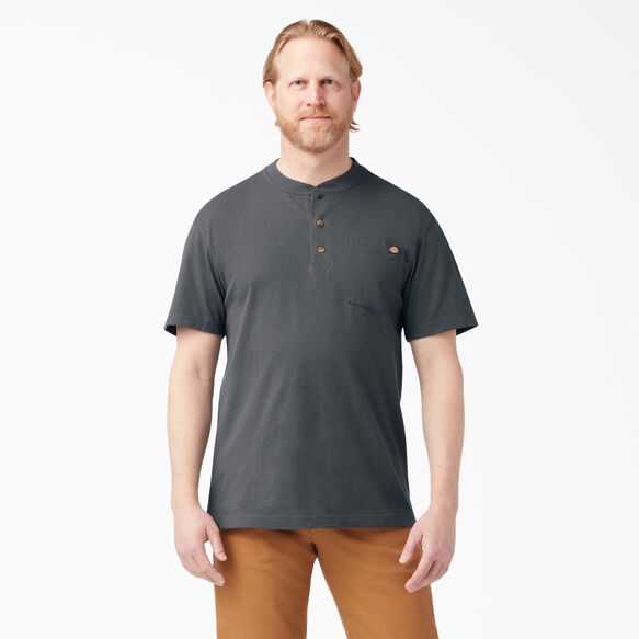 Heavyweight Short Sleeve Henley T-Shirt - Charcoal Gray &#40;CH&#41;
