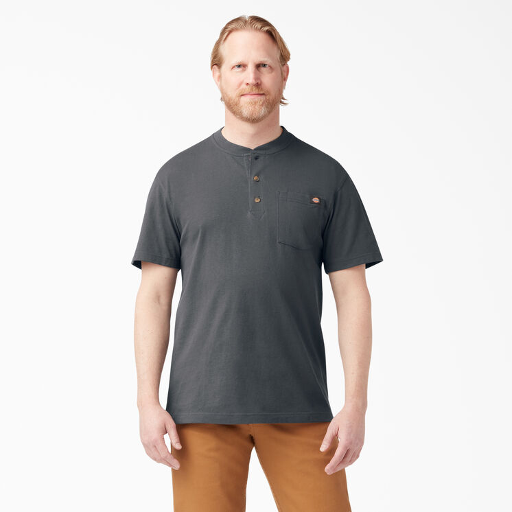 Heavyweight Short Sleeve Henley T-Shirt - Charcoal Gray &#40;CH&#41;