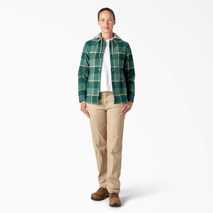 Women’s Flannel Hooded Shirt Jacket - Mallard Campside Plaid (A2V) image number 4