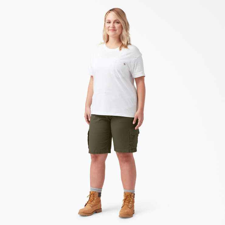 Women's Plus FLEX Regular Fit Ripstop Cargo Shorts, 9" - Military Green (ML) image number 4