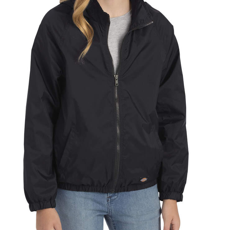 Kids' Nylon Jacket with Packable Hood, 8-20 - Black (BK) image number 3