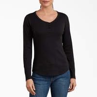Women's Henley Long Sleeve Shirt - Black (KBK)