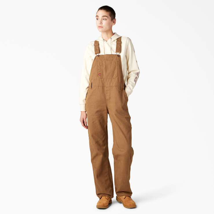 Women's Relaxed Fit Bib Overalls - Rinsed Brown Duck (RBD) image number 1