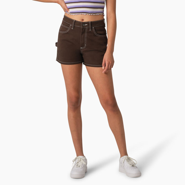 Women&#39;s High Waisted Carpenter Shorts, 3&quot; - Chocolate Brown &#40;CB&#41;