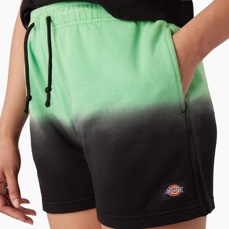 Women's Relaxed Fit Ombre Knit Shorts, 3" - Apple Mint/Black Dip Dye (AMD) image number 6