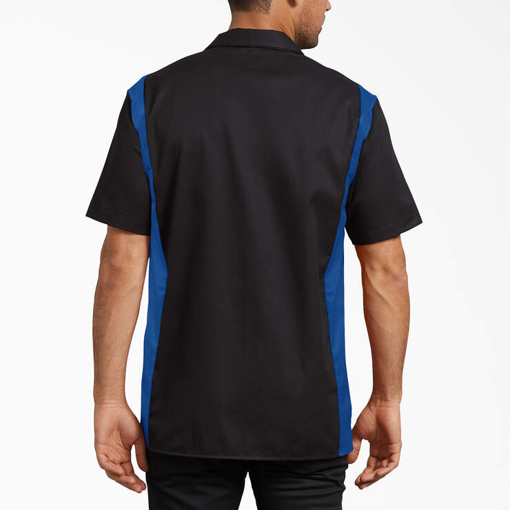 Two-Tone Short Sleeve Work Shirt - Black Blue Tone (BKRB) image number 2