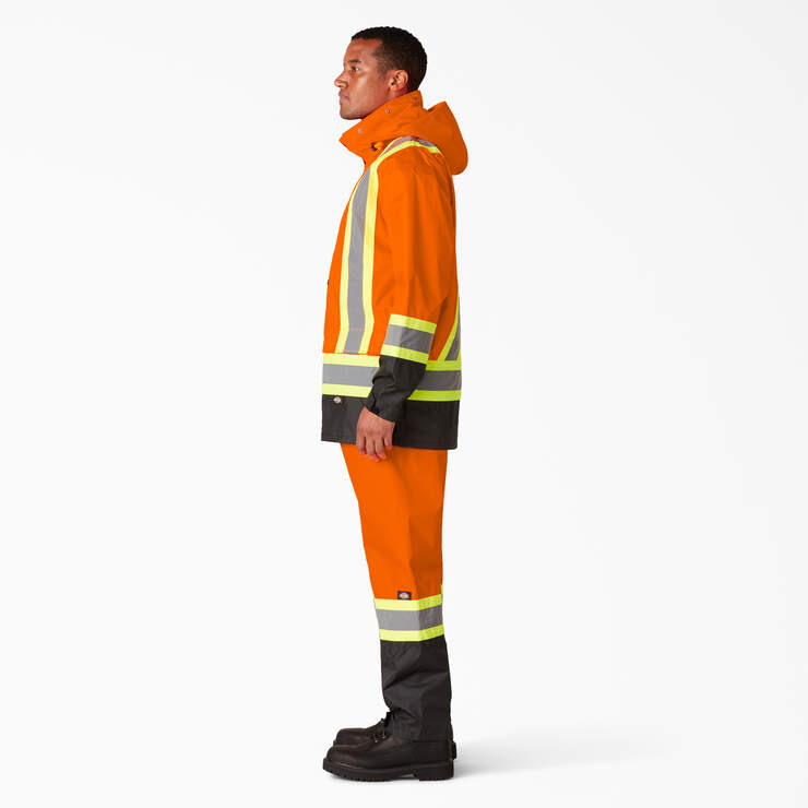 Hi Vis 2-Piece Safety Rain Suit - ANSI Orange (AO) image number 4