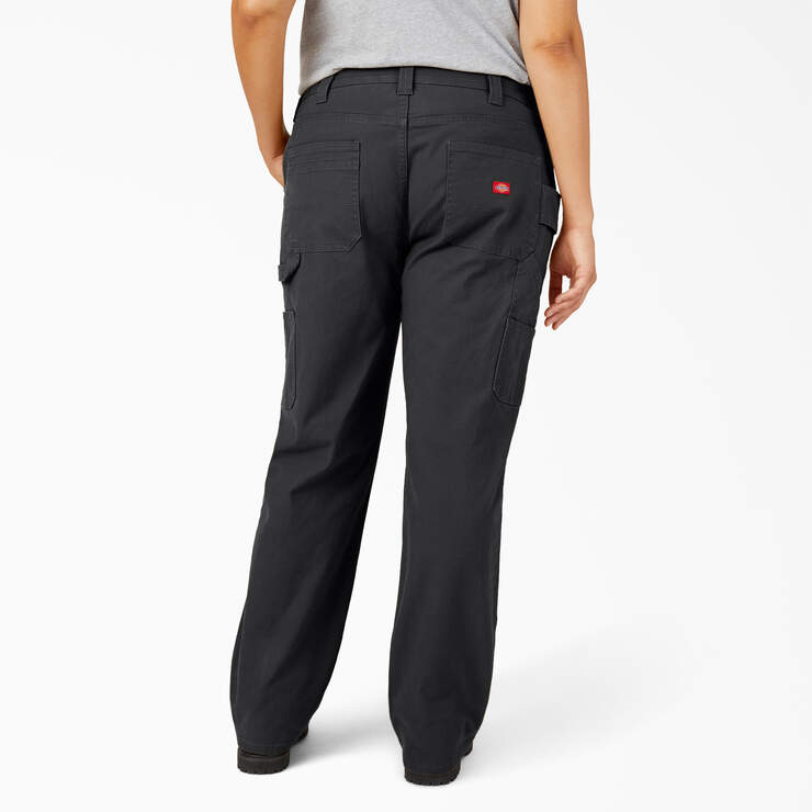 Women's Plus FLEX Relaxed Straight Fit Duck Carpenter Pants - Rinsed Black (RBK) image number 2