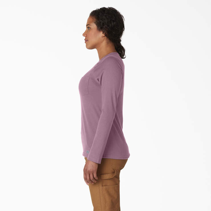 Women's Cooling Long Sleeve Pocket T-Shirt - Mauve Shadow Heather (VSH) image number 3