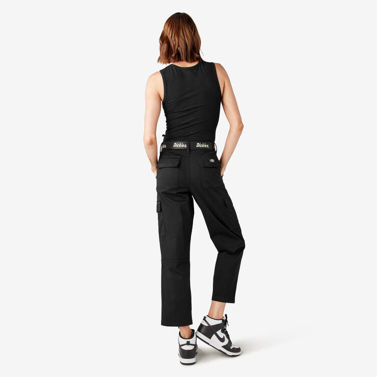 Women's Relaxed Fit Cropped Cargo Pants - Black (BKX) image number 6