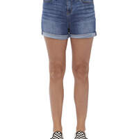 Dickies Girl Juniors' 5-Pocket 2.5" Roll Hem Shorts - Medium Blue Wash (TMW)