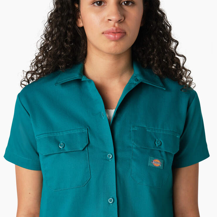 Women's Cropped Work Shirt - Deep Lake (DL2) image number 5