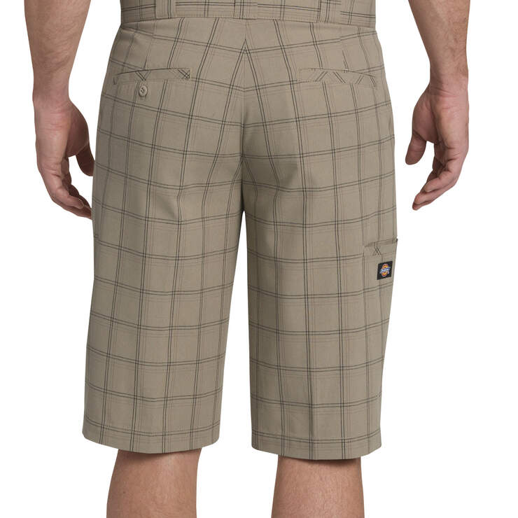 13" Regular Fit Multi-Use Pocket Plaid Shorts - Desert Khaki Brown Plaid (ENP) image number 2