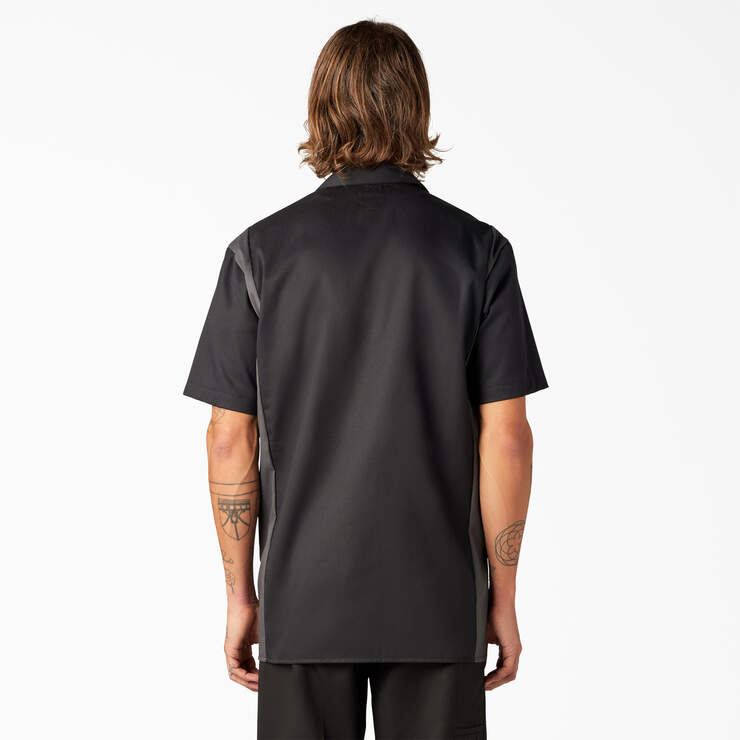 Two-Tone Short Sleeve Work Shirt - Black Dark Gray Tone (BKCH) image number 2