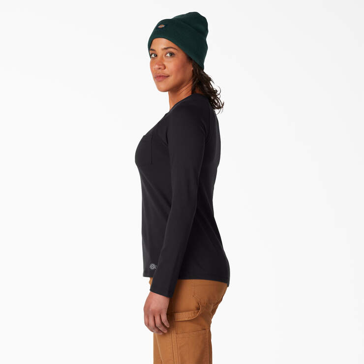 Women's Cooling Long Sleeve Pocket T-Shirt - Black (KBK) image number 3