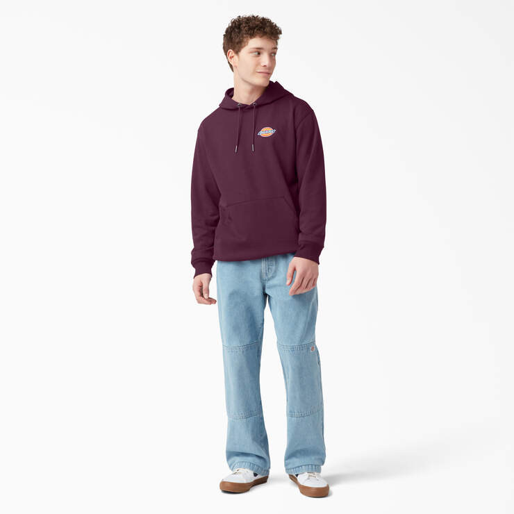 Fleece Embroidered Chest Logo Hoodie - Grape Wine (GW9) image number 4