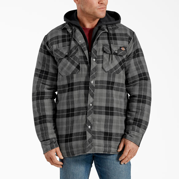 Relaxed Fit Icon Hooded Quilted Flannel Shirt Jacket - Slate Graphite Plaid &#40;SGP&#41;