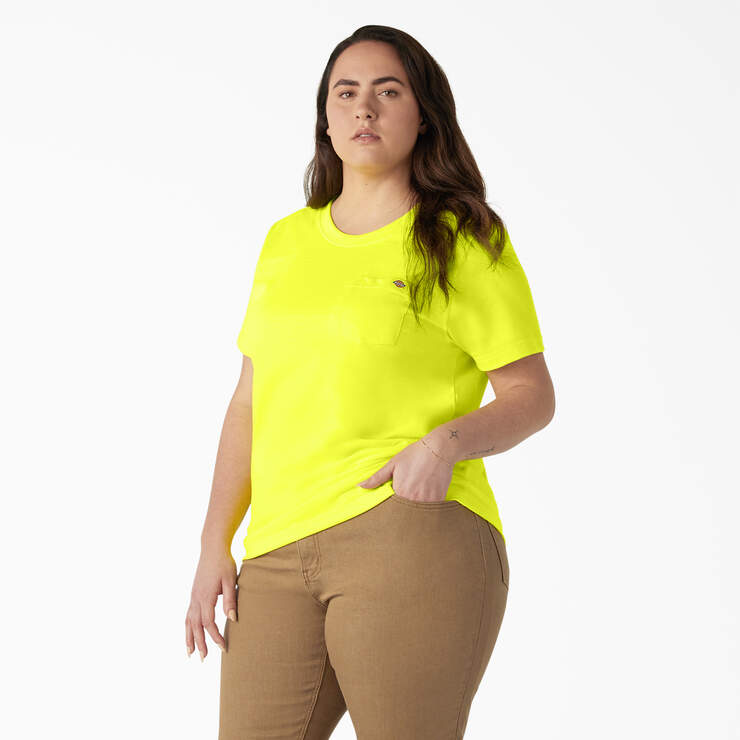 Women's Plus Heavyweight Short Sleeve Pocket T-Shirt - Bright Yellow (BWD) image number 3