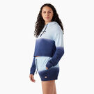 Women&#39;s Cropped Ombre Hoodie - Sky Blue/Ink Navy Dip Dye &#40;SKD&#41;