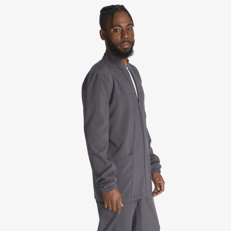 Men's EDS Essentials Zip Front Scrub Jacket - Pewter Gray (PEW) image number 4