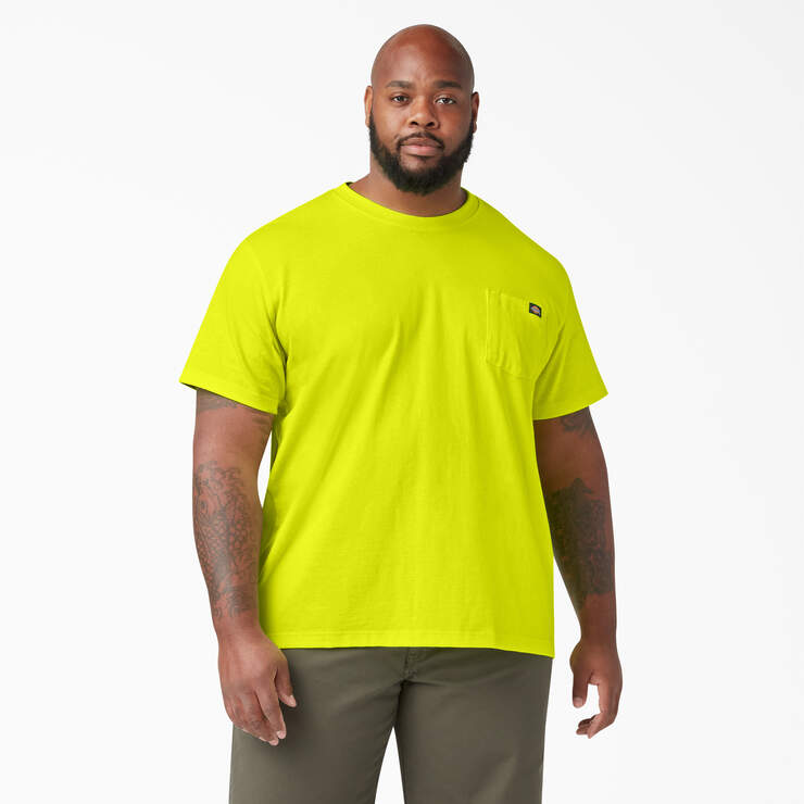 Heavyweight Neon Short Sleeve Pocket T-Shirt - Bright Yellow (BWD) image number 4