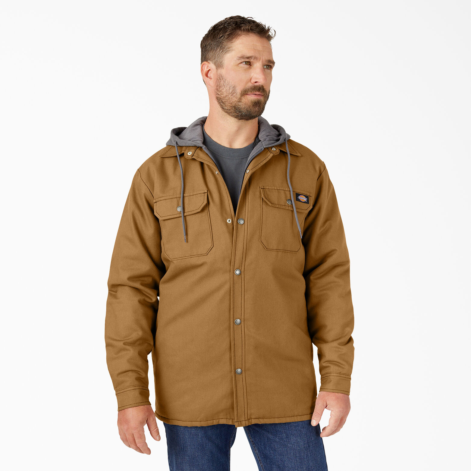 Hooded Duck Shirt Jacket with | Mens Shirt Jackets, | Dickies